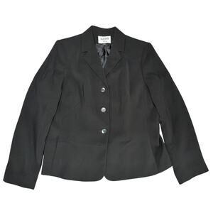 VTG Kasper ASL Womens Blazer Black Size 14 Career Workwear Jacket 100 Polyester
